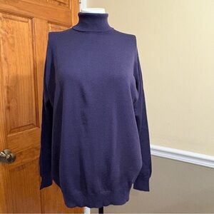 NWOT Jaeger Elegant purple Merino Wool Turtleneck Sweater SzL
